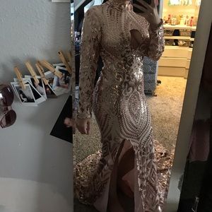 ROSE GOLD SEQUIN PROM DRESS